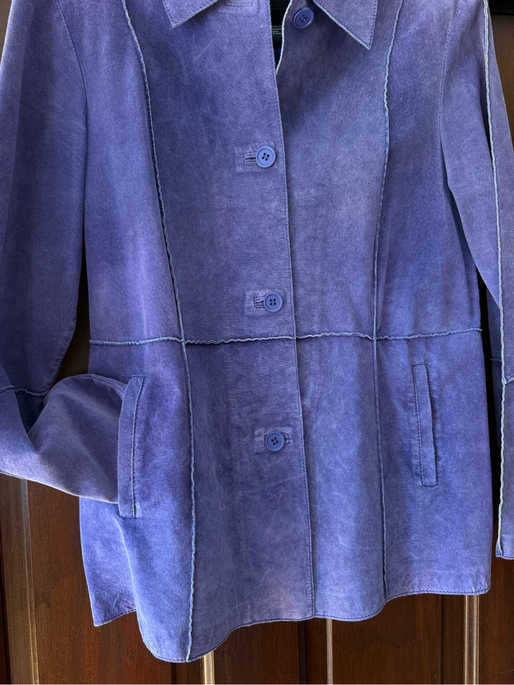 Purple Suede Button-Front Jacket - Picture 5 of 6